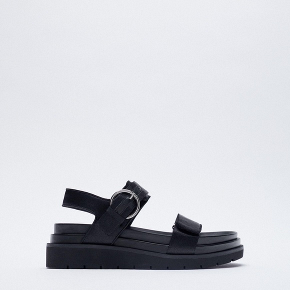 zara black buckle platform sandals